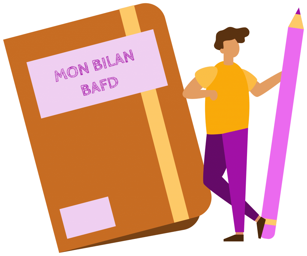 Personne en train d'écrire son bilan BAFD